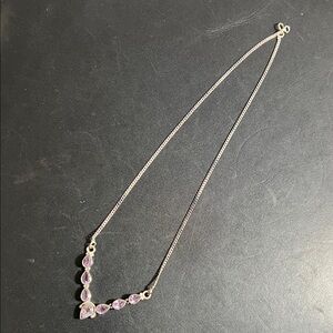 Silver Necklace with 7 Amethyst stones